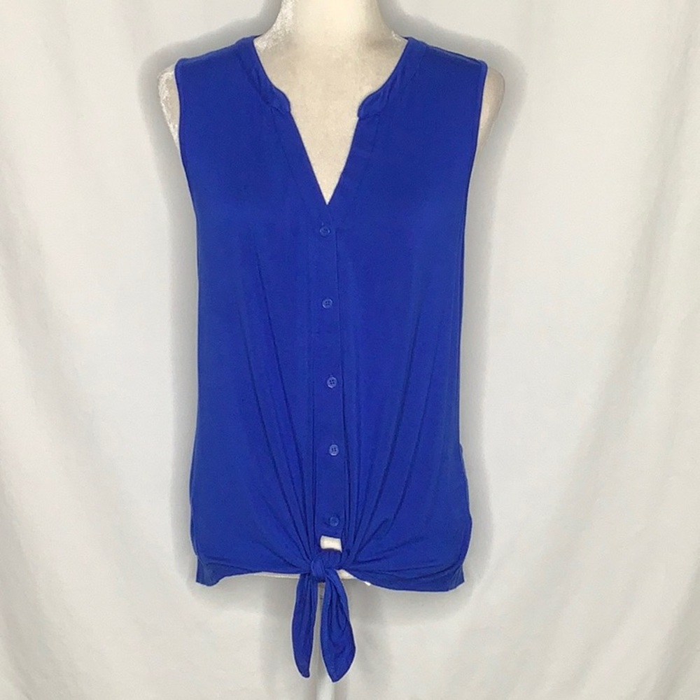 Cable & Gauge Sleeveless Button Down Tie Waist Shirt Size M